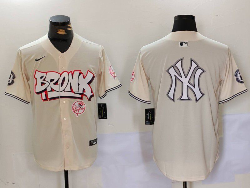 Men New York Yankees Blank Cream joint name 2024 Nike MLB Jersey style 14->new york yankees->MLB Jersey